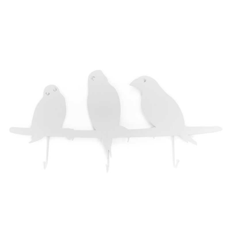 PERCHERO DE PARED 3COLG PAJAROS BLANCO