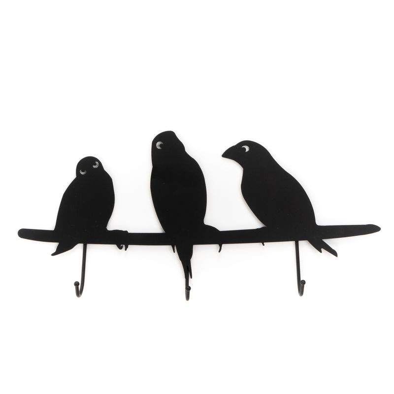PERCHERO DE PARED 3COLG PAJAROS NEGRO