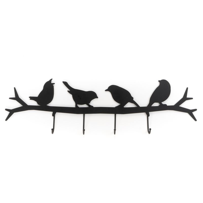 PERCHERO DE PARED 4 COLG PAJAROS NEGRO