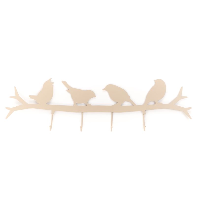 PERCHERO DE PARED 4 COLG PAJAROS NATURAL