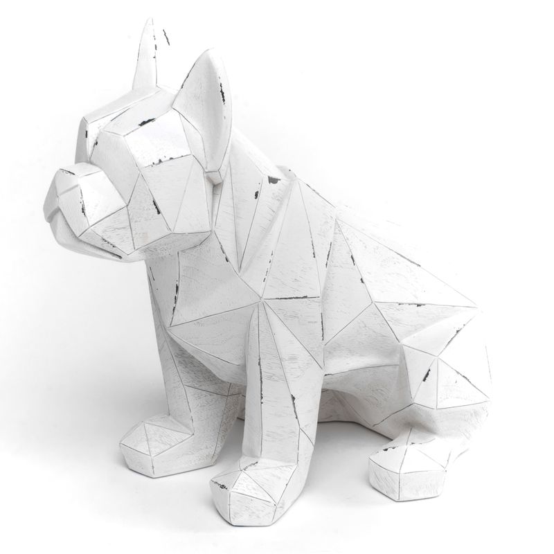 FIGURA BULLDOG ORIGAMI BLANCO 27X15.3X23.3CM