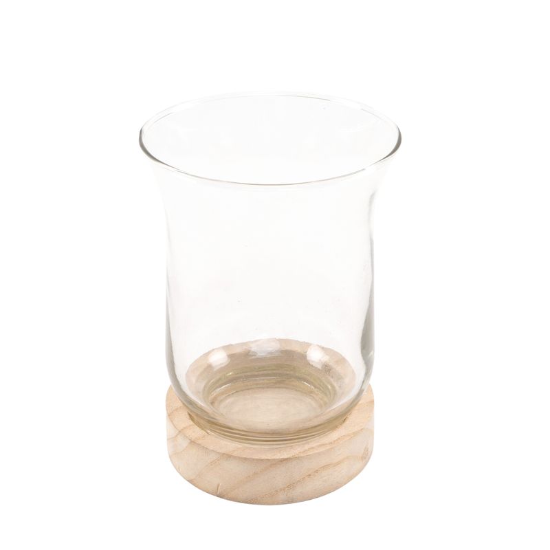 CANDEL CRISTAL BASE MADERA M 11X11X15CM