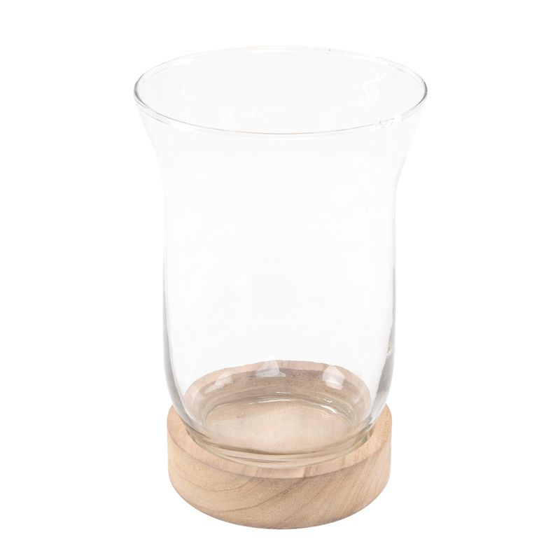 CANDEL CRISTAL BASE MADERA L 14X14X20CM