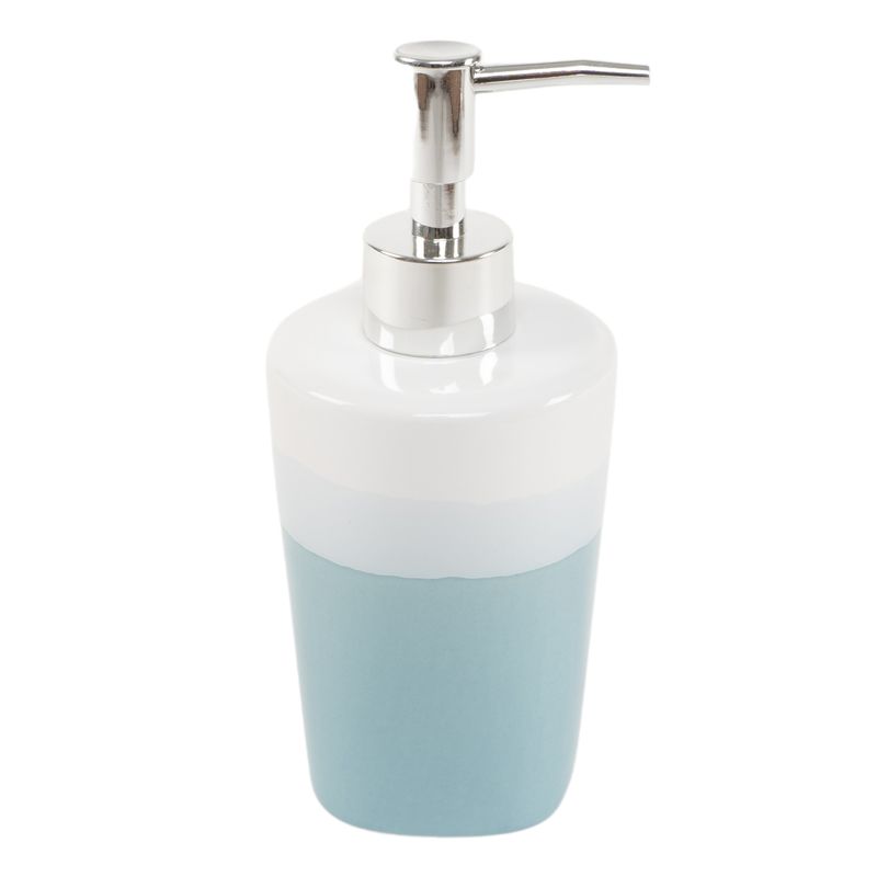 DISPENSADOR JABON TRICOLOR AZUL 7.6X7.6X17.7CM