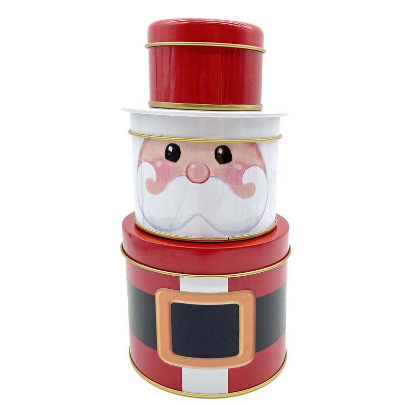JUEGO 3 CAJA METAL PAPA NOEL 13.5 x 13.5 x 11cm
