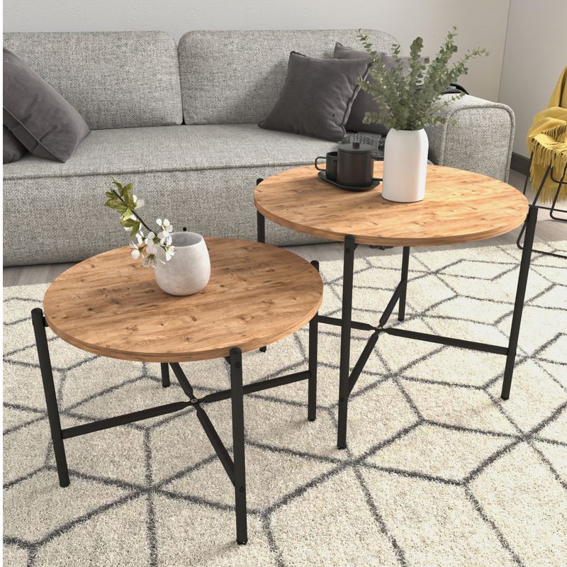 JUEGO DE 2 MESAS AUXILIARES 65X65X50CM / 55X55X40C