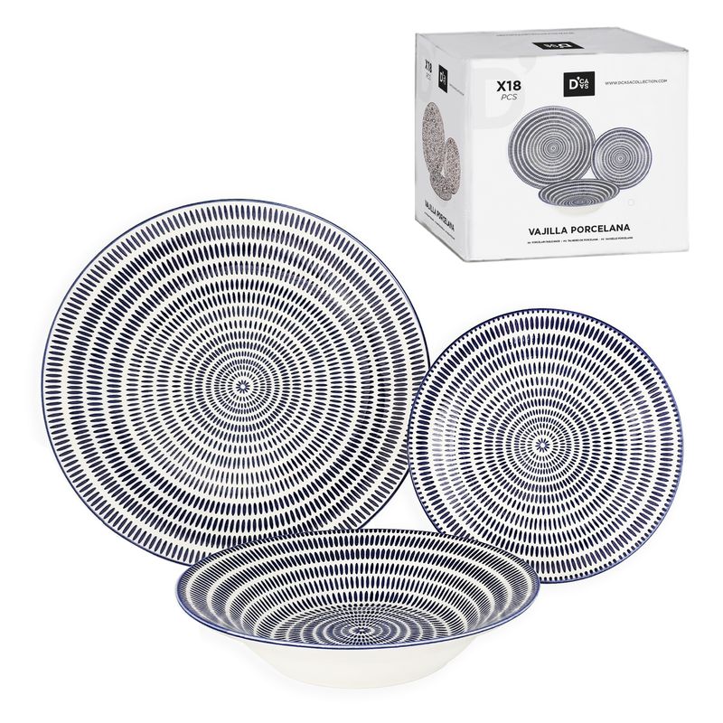 VAJILLA 18 PIEZAS AZUL