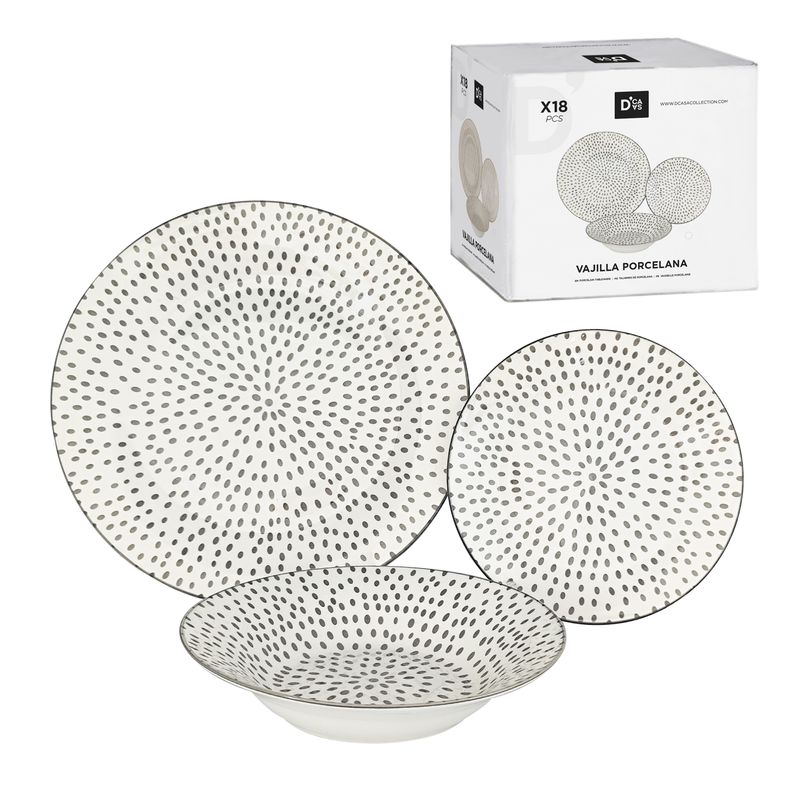 VAJILLA 18 PIEZAS GRIS