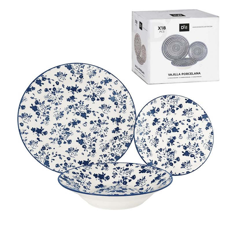 VAJILLA 18 PIEZAS AZUL