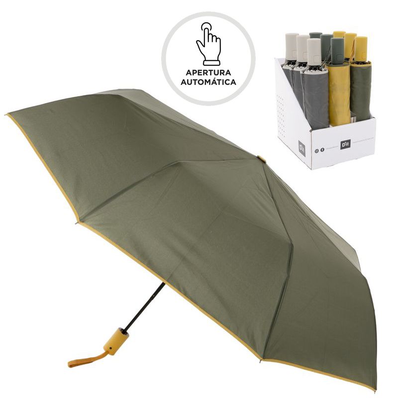 PARAGUAS PLEG. AUTOM. CON FIBRA ANTIVIENTO VERDE