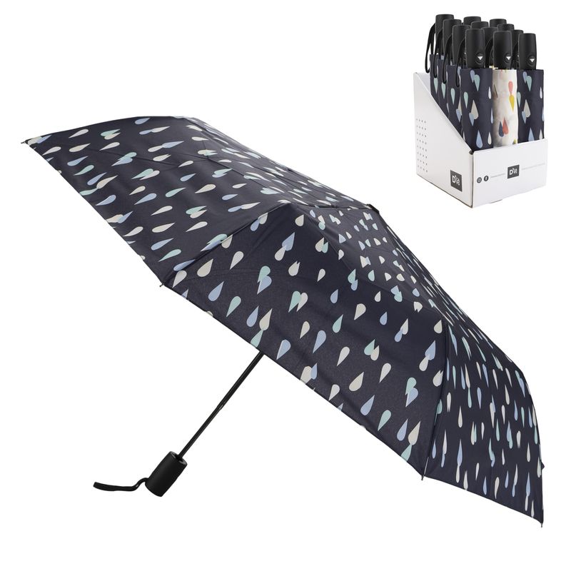 PARAGUAS PLEG. AUTOM. CON FIBRA ANTIVIENTO GOTAS A