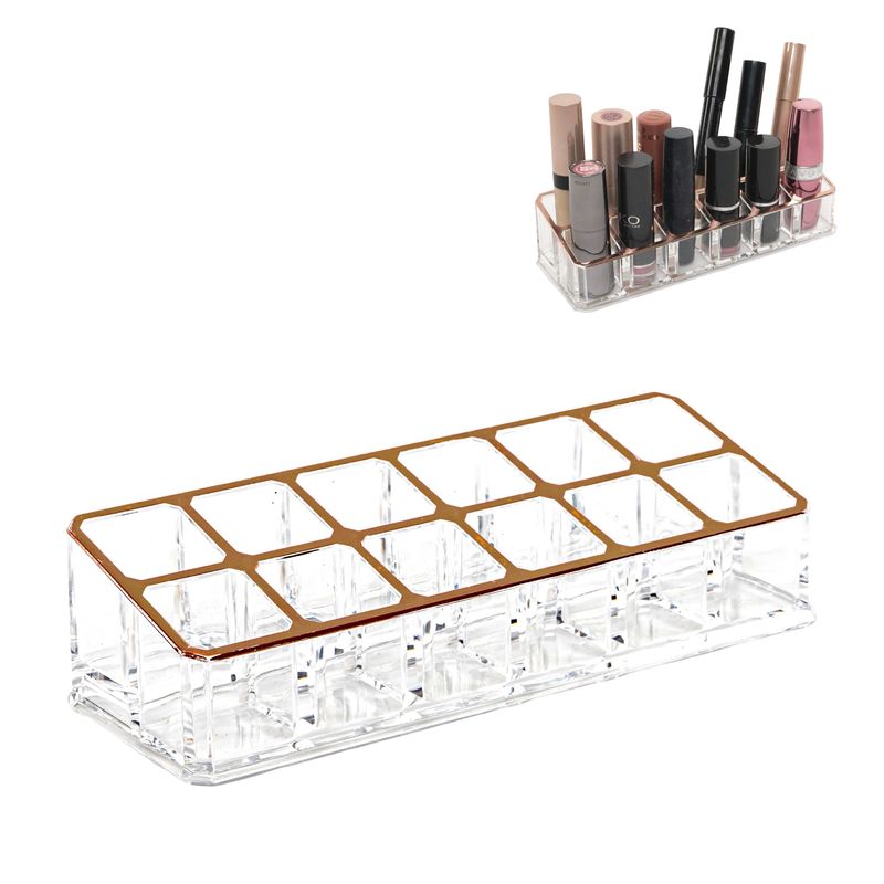 ORGANIZADOR COSMETICOS 12 DPTOS. FILO COBRE