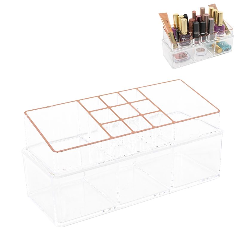 ORGANIZADOR COSMETICOS 14 DPTOS. CON BASE CAJA FIL