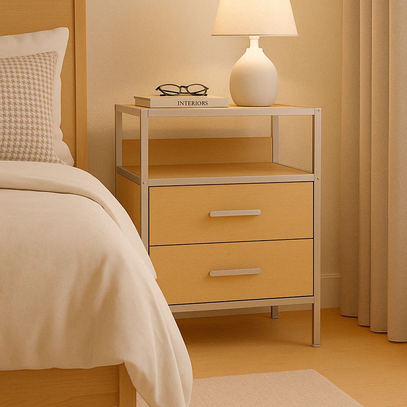 MESA 2 CAJONES CON ESTANTE COLOR ABEDUL51 x 33.5 x