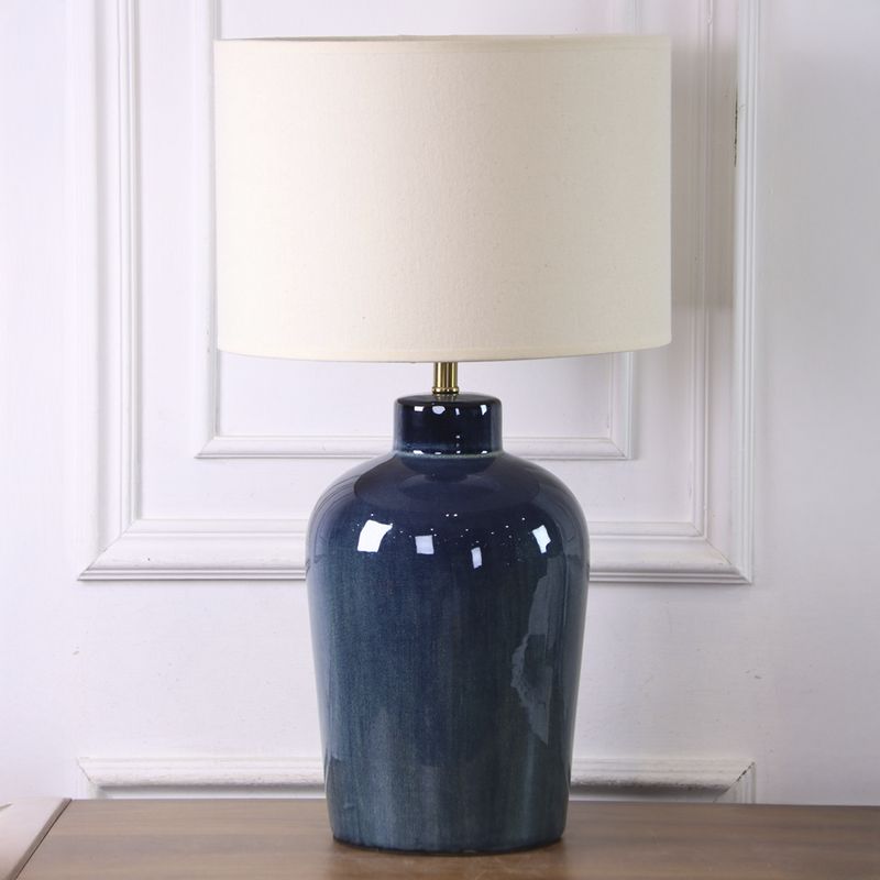 LAMPARA BASE CERAMICA AZUL 30X30X52.5CM