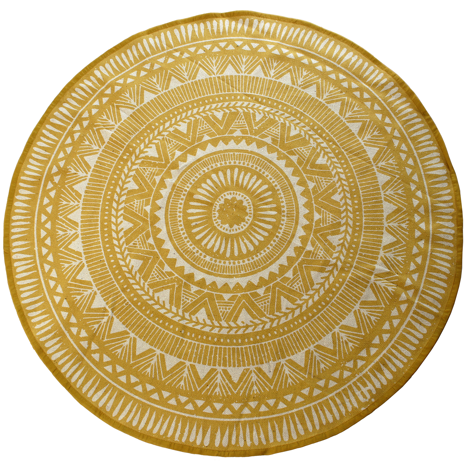 Alfombra Algodón Circular Impresa Mostaza  120cm