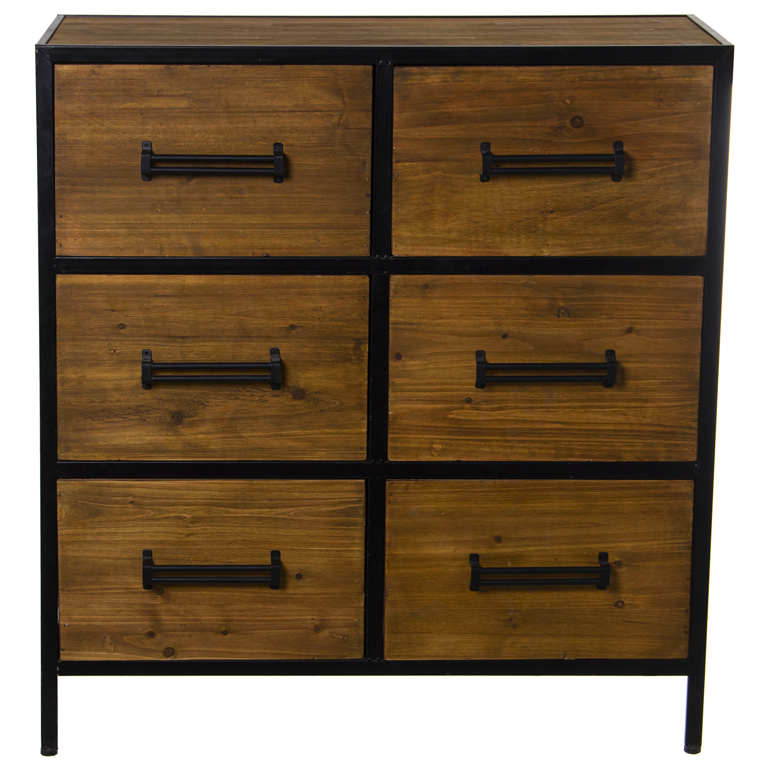 Cómoda Madera Metal C/6 Cajones 80x35x85cm Abeto+c 4