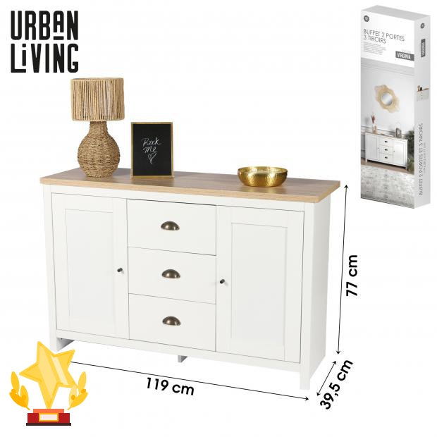 VIRGINIA- MUEBLE 2 PUERTAS Y 3 CAJONES 119x39.5x77