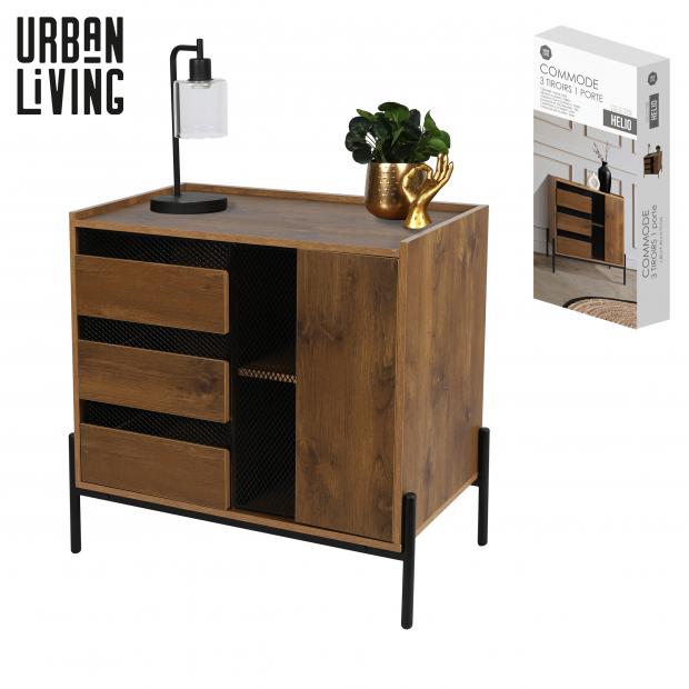 "HELIO" COMMODE 3 TIROIRS ET 1 PORTE 80X40X75CM