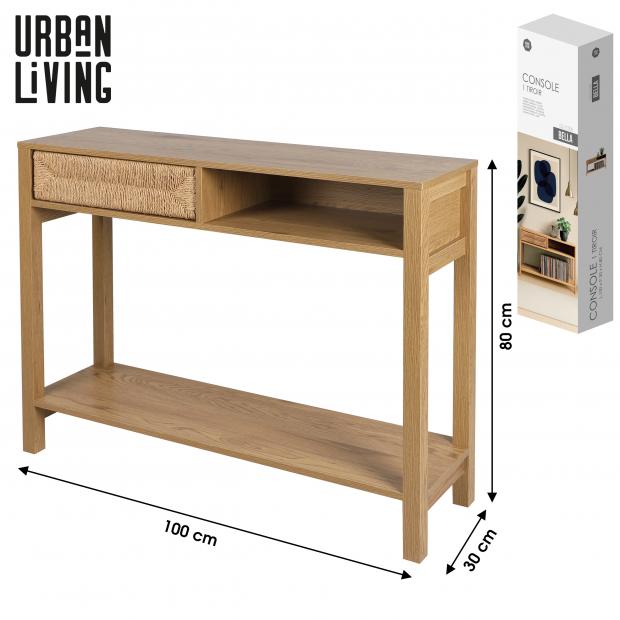 "BELLA" CONSOLE AVEC 1 TIROIR EN CORDE 100x30x80cm