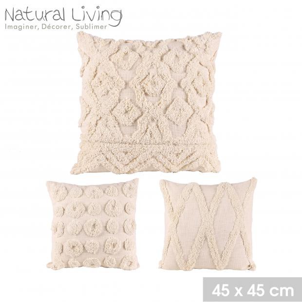 COJIN ALGODON 45X45CM  POMPON ROMBOS