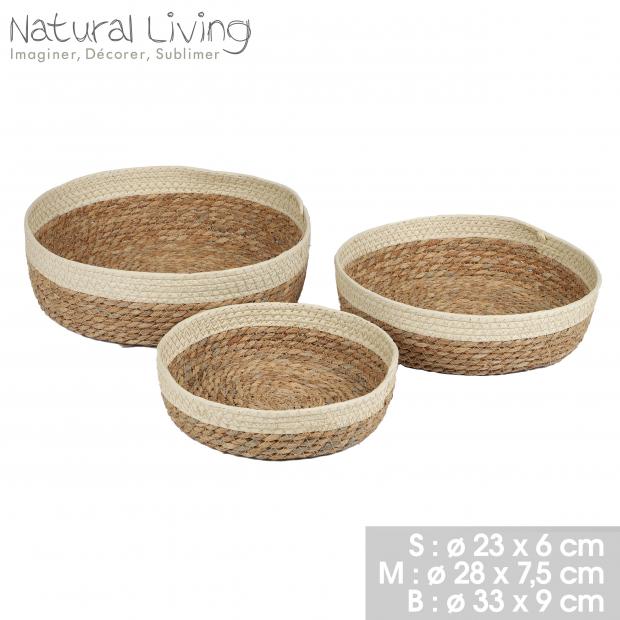 "NATURAL LIVING" CORBEILLES EN 28X28X7.5CM