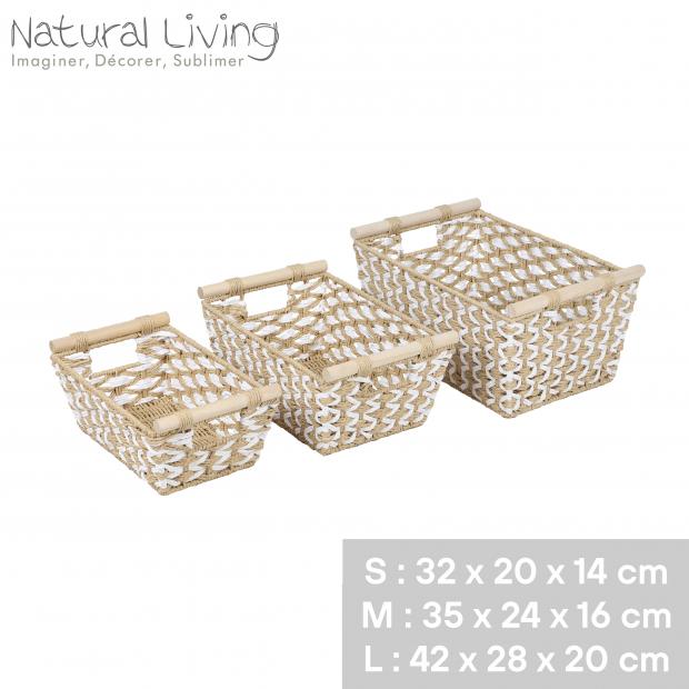 NATURAL LIVING" PANIERS AVEC 32X20X14CM