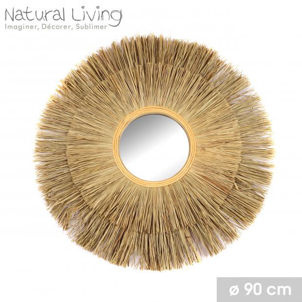 ESPEJO ECLIPSE DE HIERBA 90CM NATURAL LIVING