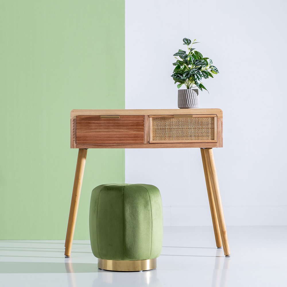 CONSOLA NATURAL MADERA-RATÃ Â N SALÃ Â N 80,00 X 40,