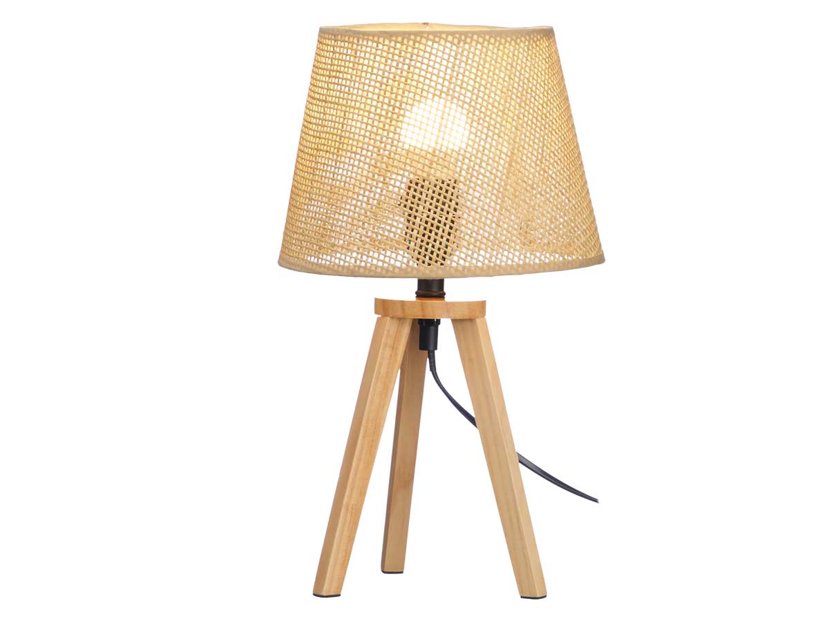 Lampara sobremesa pantalla natural conica 22x22x39 3