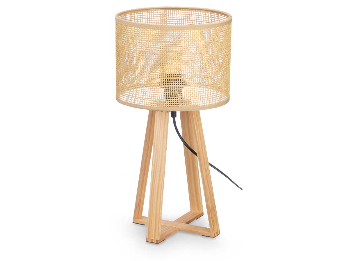 Lampara sobremesa pantalla natural cilindro 23x23x 2