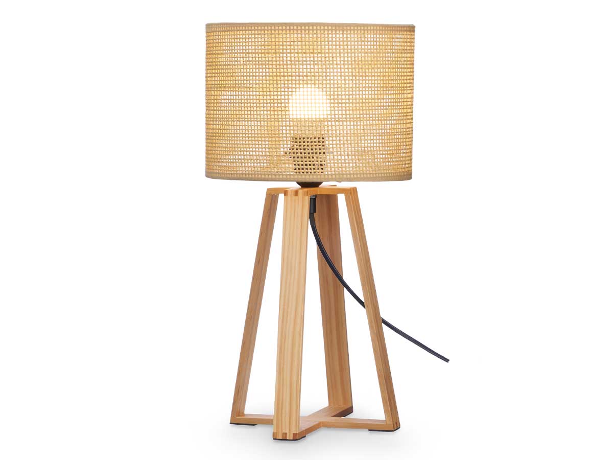 Lampara sobremesa pantalla natural cilindro 23x23x 3