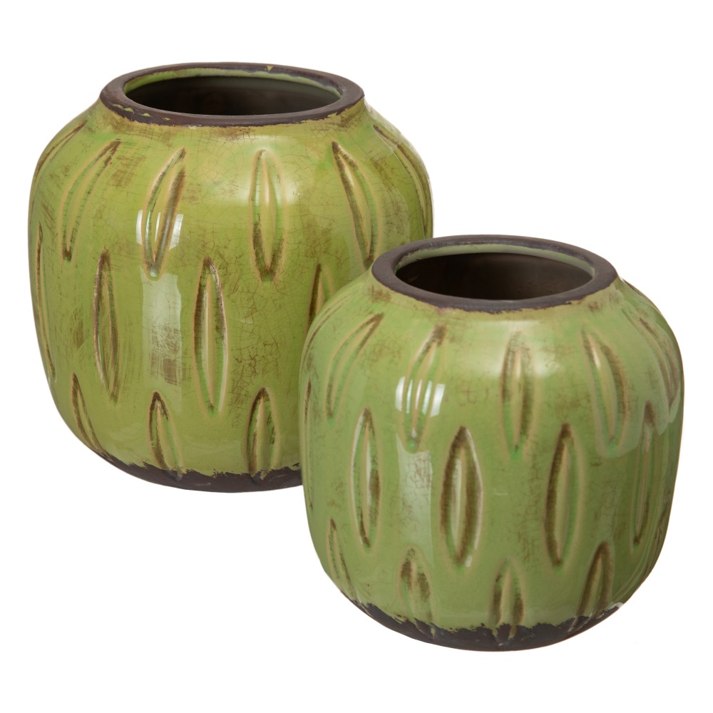 MACETERO PISTACHO CERÃ Â MICA DECORACIÃ Â N 19,50 X  2