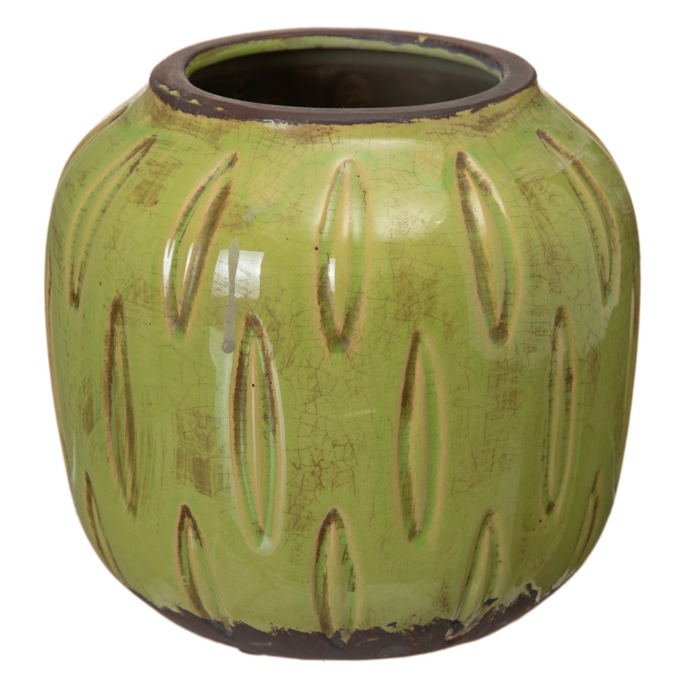 MACETERO PISTACHO CERÃ Â MICA DECORACIÃ Â N 19,50 X 