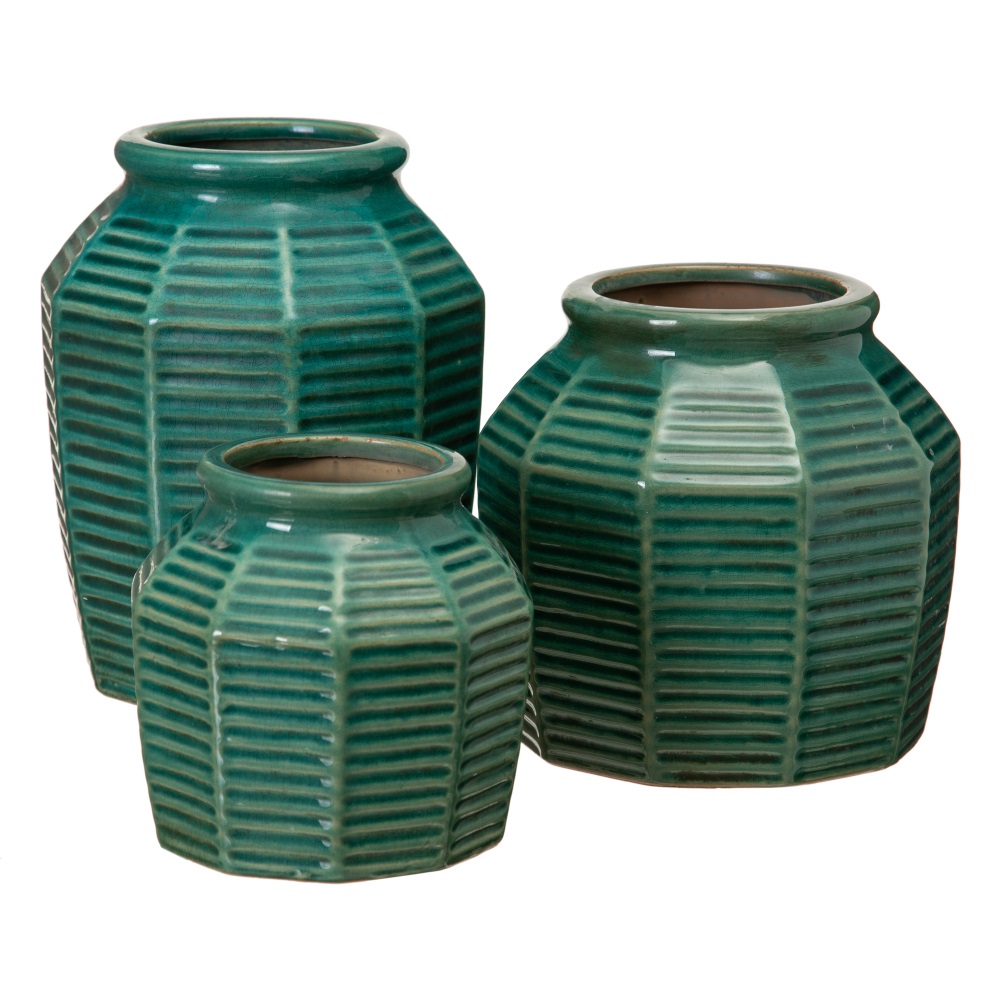 MACETERO AZUL INTENSO CERÃ Â MICA 15,50 X 15,50 X 1 2