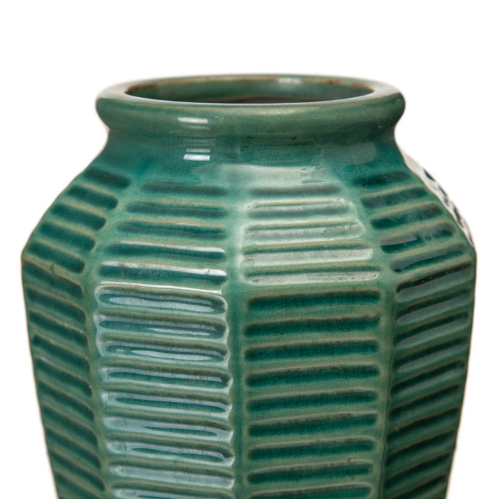 MACETERO AZUL INTENSO CERÃ Â MICA 15,50 X 15,50 X 1 4