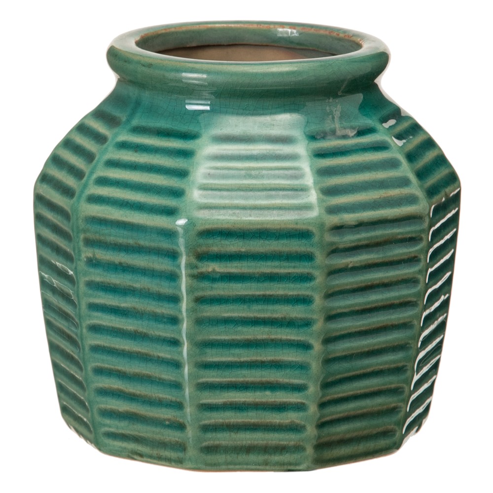 MACETERO AZUL INTENSO CERÃ Â MICA 15,50 X 15,50 X 1
