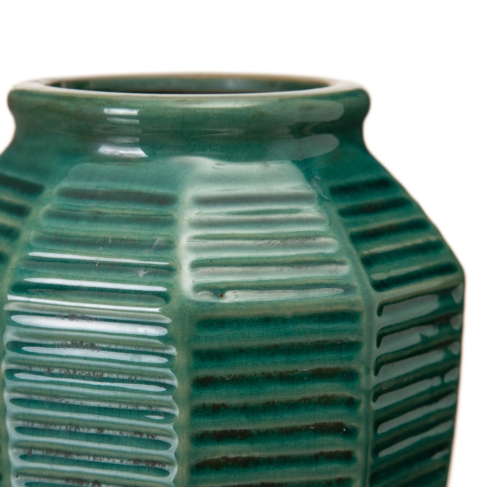 MACETERO AZUL INTENSO CERÃ Â MICA 19,50 X 19,50 X 1 4