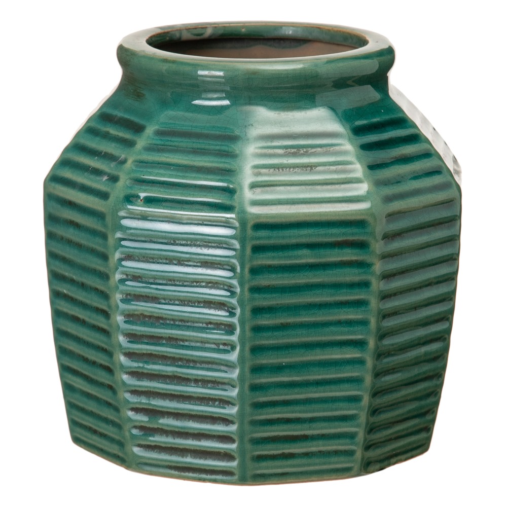 MACETERO AZUL INTENSO CERÃ Â MICA 19,50 X 19,50 X 1