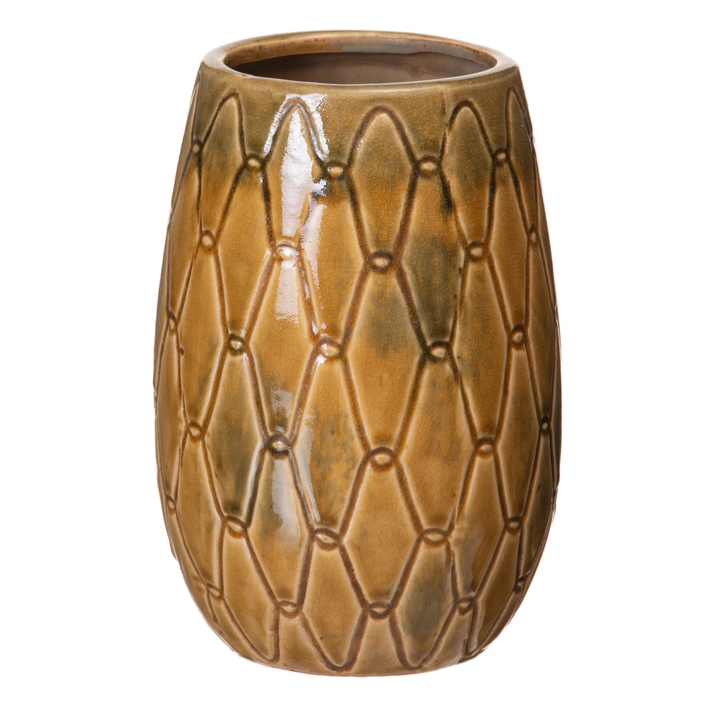JARRÃ Â N MOSTAZA CERÃ Â MICA DECORACIÃ Â N 15 X 15 X