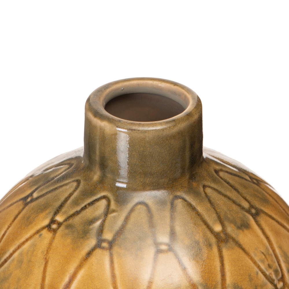 JARRÃ Â N MOSTAZA CERÃ Â MICA DECORACIÃ Â N 14 X 14 X 3