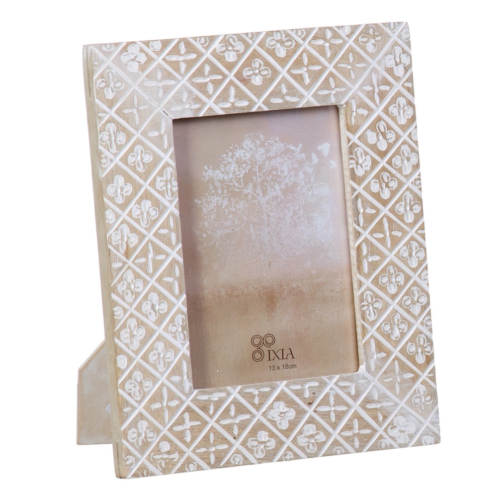 PORTAFOTOS 13X18 BLANCO ROZADO MADERA 21 X 2 X 26