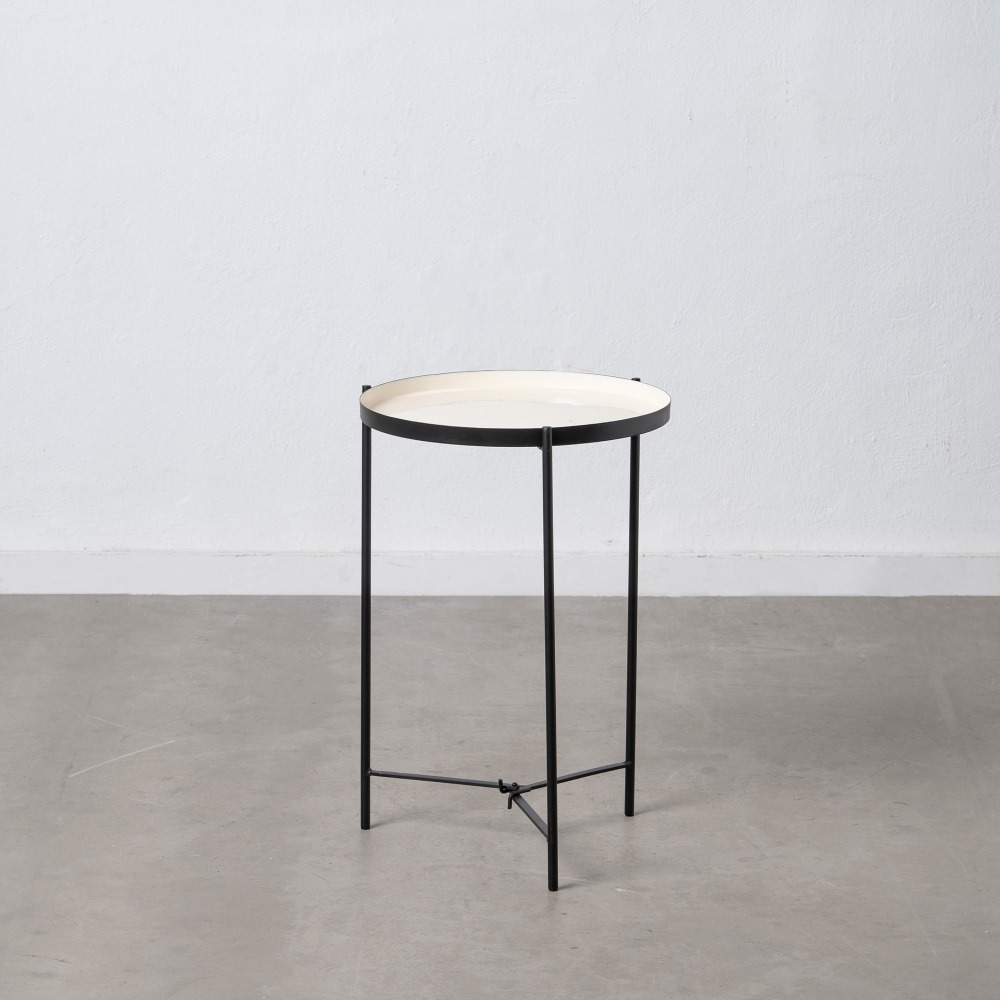 MESA AUXILIAR NEGRO-CREMA HIERRO SALÃ Â N 40,50 X 4