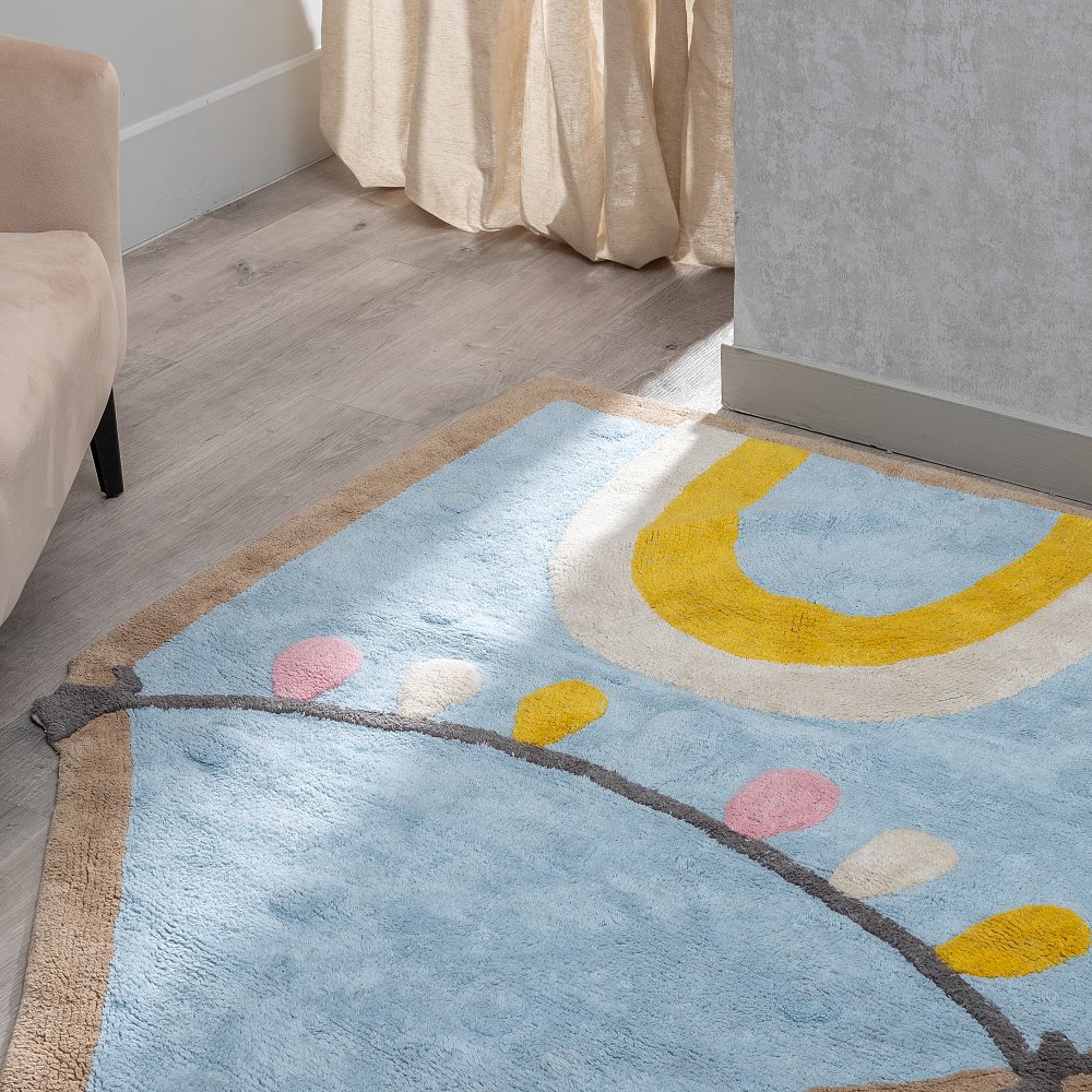 ALFOMBRA CIRCO AZUL ALGODÃ Â N INFANTIL 100 X 74  2