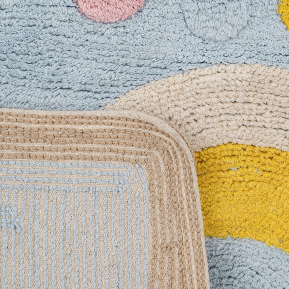 ALFOMBRA CIRCO AZUL ALGODÃ Â N INFANTIL 100 X 74  5
