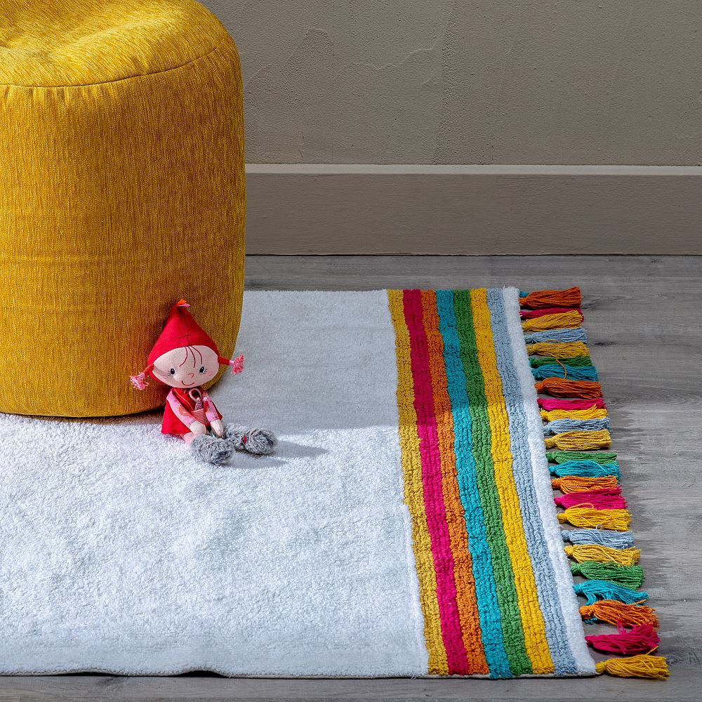 ALFOMBRA MAEVE BLANCO ALGODÃ Â N INFANTIL 175 X 90  2