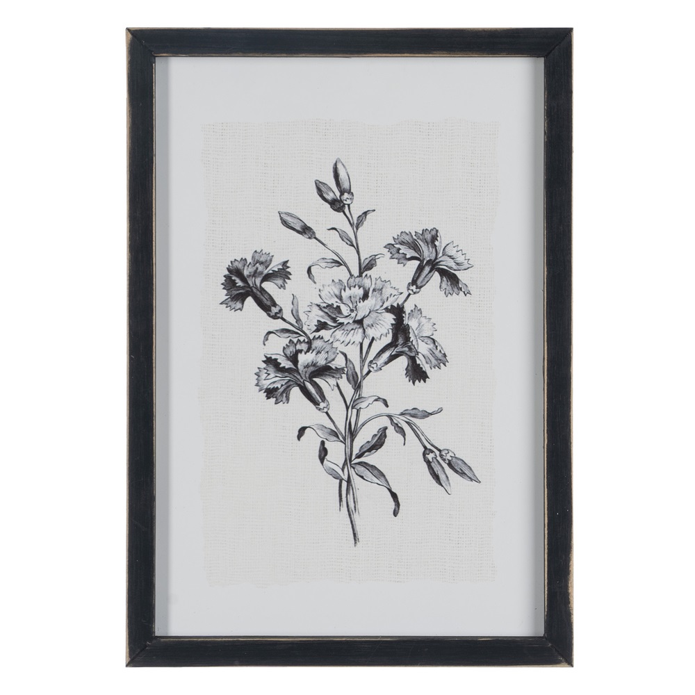 CUADRO IMPRESIÃ Â N FLOR CLAVEL NEGRO-BLANCO 24,00 2