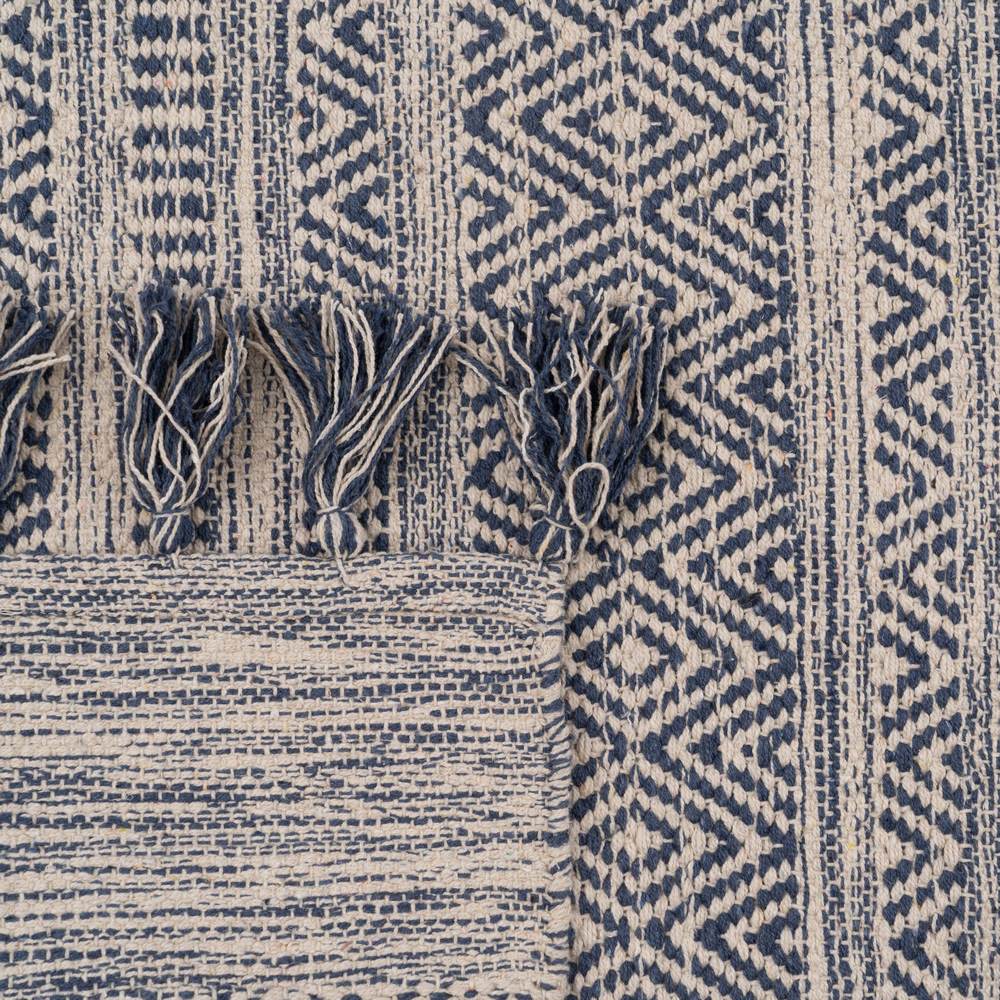 ALFOMBRA AZUL-BLANCO POLIESTER-ALGODÓN 80 X 150 CM 6