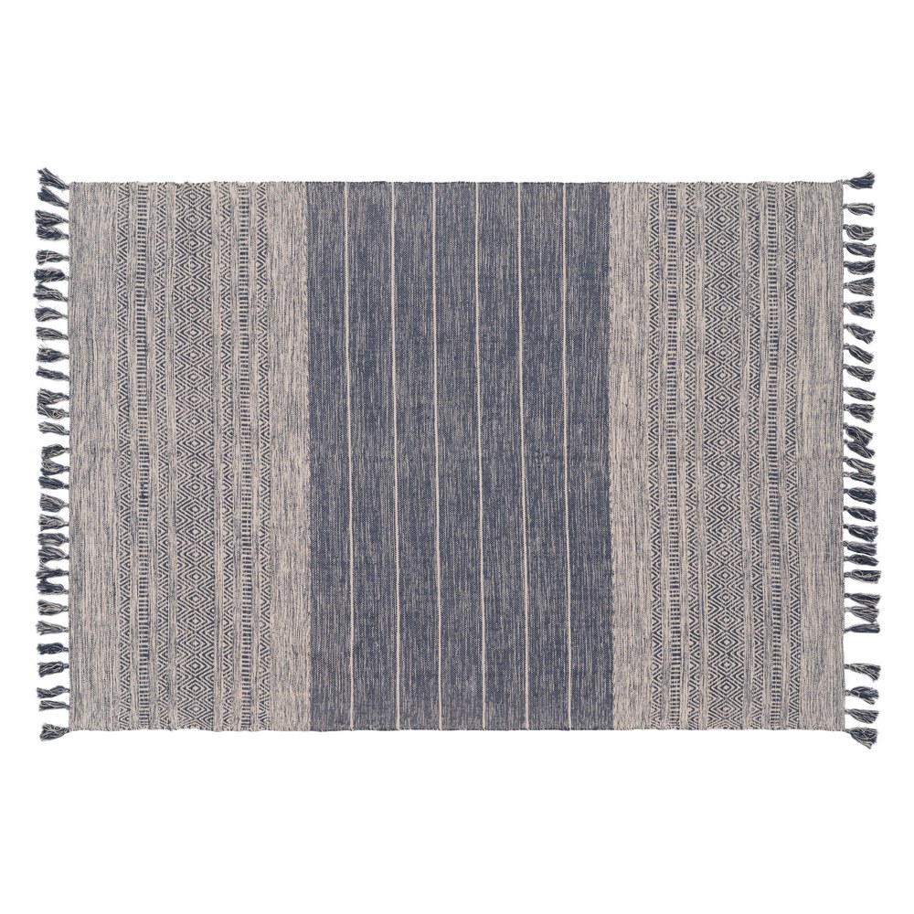 ALFOMBRA AZUL-BLANCO POLIESTER-ALGODÃ Â N 160 X 230