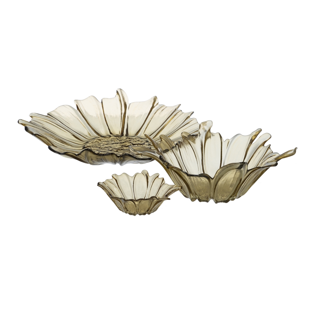 CENTRO MESA FLOR VERDE OLIVA CRISTAL 18 X 18 X 5,8 2